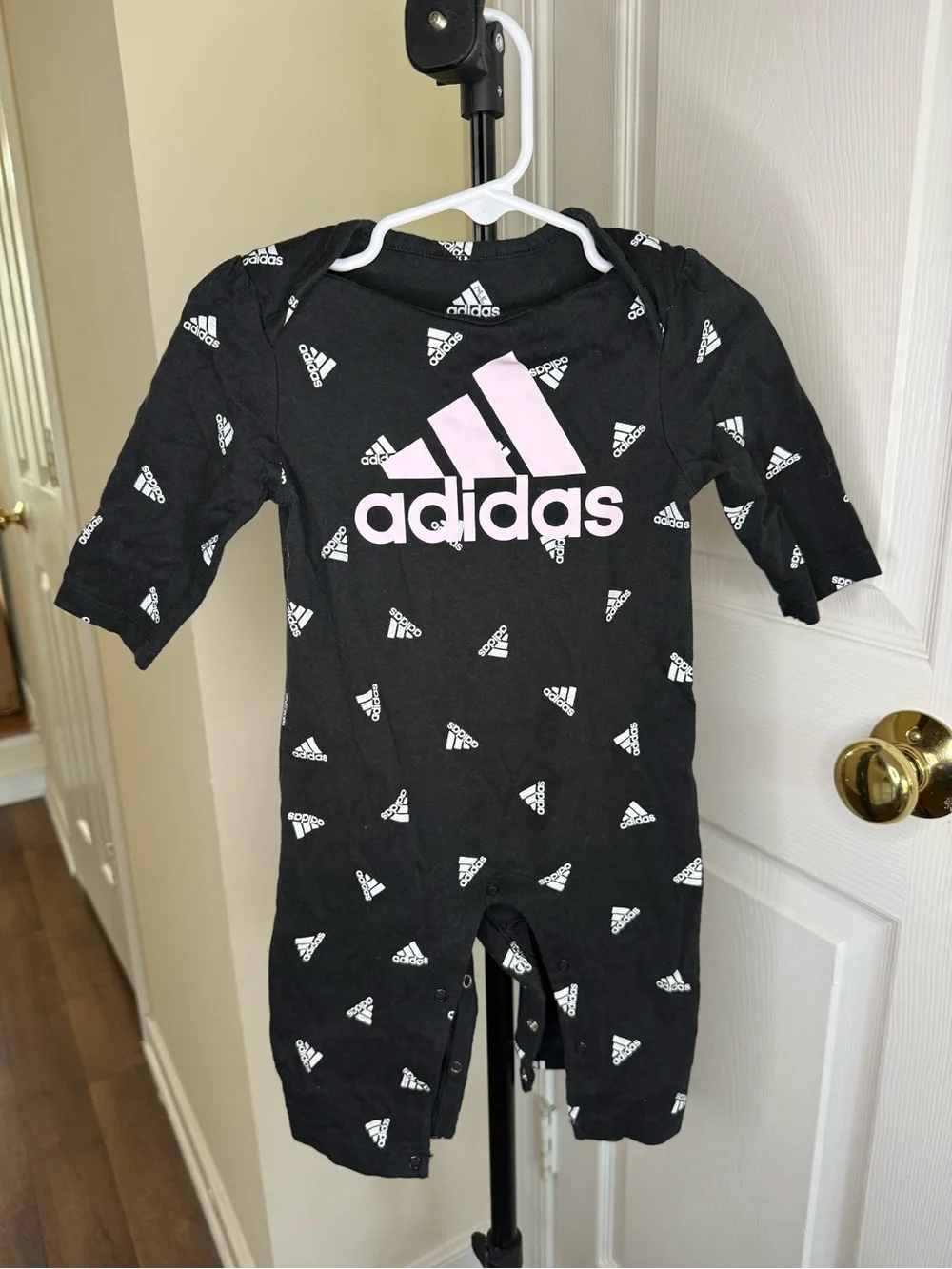 Adidas Black & Pink Logo Baby One-Piece